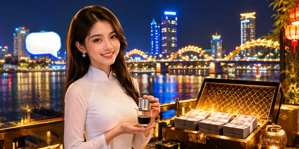 Phụ nữ mặc áo dài tại Đà Nẵng xem kết quả xổ số trên điện thoại thông minh