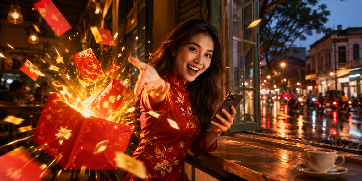 Người dùng tại TP. Hồ Chí Minh thư giãn với ly cà phê và kiểm tra kết quả xổ số trên điện thoại